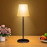 Suright Tischlampe Kabellos, Akku Tischleuchte Stufenlose Dimmbare 3...