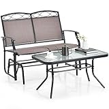 GIANTEX Gartenbank Schaukelbank 2 Sitzer mit Couchtisch, Gartenschaukel Sitzbank...