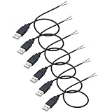 Greluma 6 Stk 22 AWG USB-Pigtail, 2-adriges USB 2.0-Kabel, 2-poliger blanker...