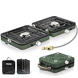 Fiutazge 2-in-1-Gascampingherd, Campingkocher mit Grillplatte & Tragetasche,...