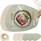 HELI MIAO 6er Set Tischset aus Leder-Imitat，Platzsets abwaschbar und...