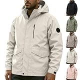 XCXC Herren Outdoorjacke mit Abnehmbarer Kapuze Reißverschluss-Taschen Männer...