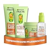Garnier Fructis Keratin Sleek Pflegeset mit Shampoo, Spülung, Maske und Serum,...