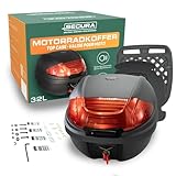 Secura Motorradkoffer Topcase schwarz 32 L abschließbar mit Rücklicht und...