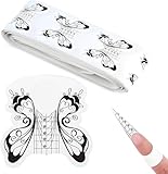 100 St Nagel Schablonen, Selbstklebende Butterfly Schwarz, Nagelschablonen...