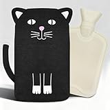 Wärmflasche mit Bezug Tier, Katze Mini Strick Wärmflasche Kinder 2 Liter,...