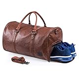 Reisetaschen Herren Leder Wasserdicht Weekender Tasche Großen Kapazität...