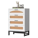Mericonia Natürliche Rattan-Kommode mit 4 Schubladen, Schlafzimmer...
