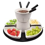 BeBuy24 Fondueset 11 teilig Keramik Porzellan Schokofondue Käsefondue Fondue...