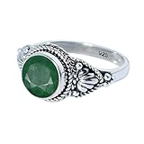 Ring mit Edelstein und Smaragd, massives 925er Sterlingsilber, Ring für Frauen,...