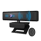 Webcam mit Lautsprecher und 4 Mikrofonen, Webkamera mit Mikrofon, 1080P HD...