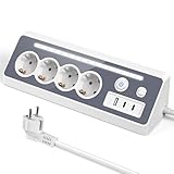 Desktop Steckdosenleiste, 4 Fach Mehrfachsteckdose mit USB und 2 Type-C,16A...