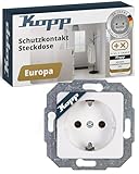 Kopp EUROPA Schutzkontaktsteckdose in Arktis-Weiß - Hochwertige 1-fach...
