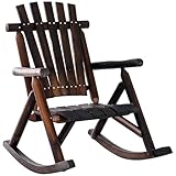 Outsunny Schaukelstuhl mit Armlehne, Wetterfest, Massivholz Verkohlt, 97 x 69 x...