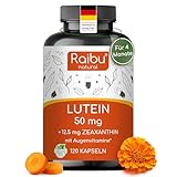 Lutein Zeaxanthin Kapseln, Augenvitamine hochdosiert - 50mg Lutein + 12,5mg...