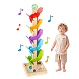 Kugelbahn Holz Höhe, Murmelbahn Holz, Regenbogen Holzspielzeug, 5 Bunte Ebenen,...
