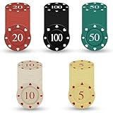 DASHUAIGE 100 Stück Pokerchips Set mit Nummern, Professionelle Kunststoff-Chips...