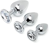 3 Stücke Analplug Set ,Metall Anal Plug ButtPlug Anal mit Kristall Diamant Sex...