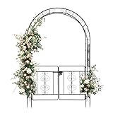 LEADZM – Gartenbogen aus Metall 134.5X 58.5x213cm – Rosenbogen mit Tür in...