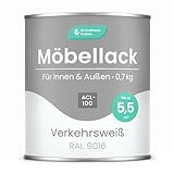 Grundmann Möbellack ACL 100 - Weiss 0,7 Kg - Lösemittelfrei & Geruchsarm -...
