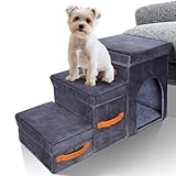 Masthome Hundetreppe für Kleine Hund mit Stauraum,Haustiertreppe Faltbare mit...