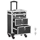 SONGMICS Kosmetikkoffer Trolley, Schminkkoffer 2 Schubladen, Friseurkoffer...