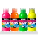 Bastelzone Neon-Acrylfarben-Set. 4 Farben je 100 ml. Malfarben für Kinder und...
