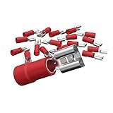 AUPROTEC 50x Flachsteckhülsen 0,5-1,5 mm² rot/Steckbreite 6,3 mm Teilisoliert...