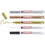 edding 751 Glanzlackmarker - schwarz, weiß, gold, silber, kupfer - 5er Set...
