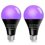 MEEKBOS 2er-Pack UV Schwarzlicht Birne, E27 12W UV Glühbirne, 395 nm UVA...