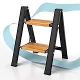 KULACO Trittleiter, 2 Stufen Klappbar Aluminium Klapptritt, Stufenleiter mit...