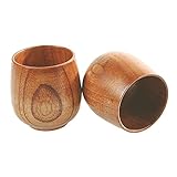 JZK 2 x Naturholz-Trinkbecher aus Holz, Teeset, Becher für Kaffee, Bier, Tee,...