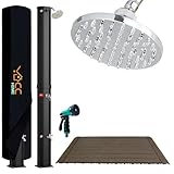 CCLIFE Solardusche mit Bodenplatte und Handbrause 35L Solar Gartendusche...