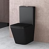 doporro Stand-WC mit Spülkasten komplett S112T schwarz matt inkl. Softclose...