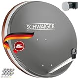 SCHWAIGER Satellitenschüssel Komplettset mit Quad LNB 4fach Digital HD 4K Stahl...