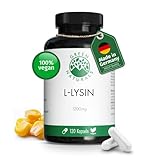 L-Lysin - Hochdosiert: 1200 mg - 120 Kapseln (2 Monate Vorrat) - Fermentiert aus...