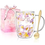 Schöne Trockene Blume Doppelwand Glas Kaffeetasse Herbst Teetasse Mit Griff...