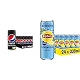 Pepsi Zero Zucker, EINWEG Dose (24 x 0,33 l) & LIPTON ICE TEA Sparkling Zero,...
