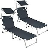 Casaria® Sonnenliege Ibiza 2er Set Klappbar Wetterfest 150kg Belastbar 190x59cm...