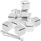 Xpieoyrm 12 stück Whisky Steine Edelstahl Set, 304 Eiswürfel Wiederverwendbar,...