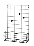 HAB & GUT -CR201- Wandgitter schwarz Regal mit Korb DIY Metall Gitter Fotowand Dekoration Pinnwand Foto an der Memoboard Hängen (26x38cm)