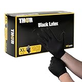 THOR Latexhandschuhe (XL), 100 Stück – Einmalhandschuhe Schwarz, handschuhe...