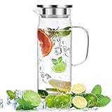 Litimkat 1.5L Wasserkaraffe aus Glas,Wasserkrug mit Versiegeltem...