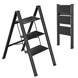 TLGREEN Alu Trittleiter 3-Stufen-Leiter Klappleiter rutschfeste Stehleiter...