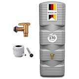 4rain Quadro Regentonne Komplett-Set 170 Liter betongrau inkl....