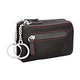 LEDEROW - XXL Schlüsseletui Leder Schwarz-Rot Damen und Herren [3 separate...