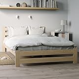 Holzbett 120x200 cm mit Lattenrost Modern Bett Bed Kiefer Massiv Bettgestell...