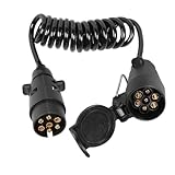 JVJ 2.0m Anhängerkabel 7 Polig Spiralkabel 7 Polig Anhänger Verlängerung...