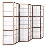 Homestyle4u 274, Paravent Raumteiler Innen 6 teilig Holz Braun Trennwand...