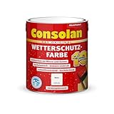 Consolan Wetterschutzfarbe, Deckender Holzschutz für Außen, Weiß, 2,5L